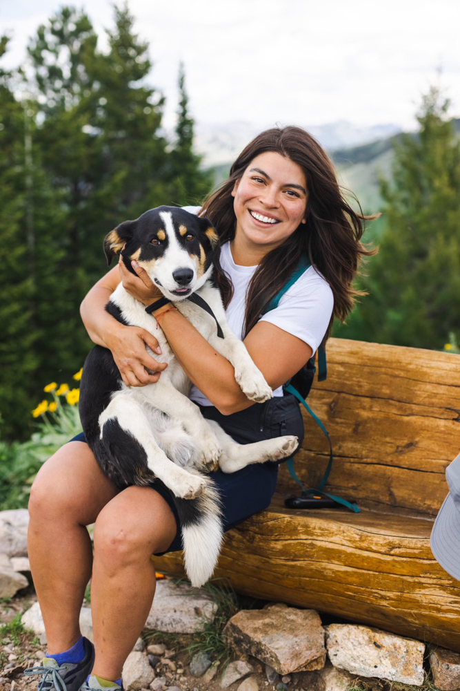 Taken near Jackson, Wyoming on a Latinxhikers event. Luz Lituma  and Milo resting on their way up Munger Mountain. Photo by Sofia Jaramillo